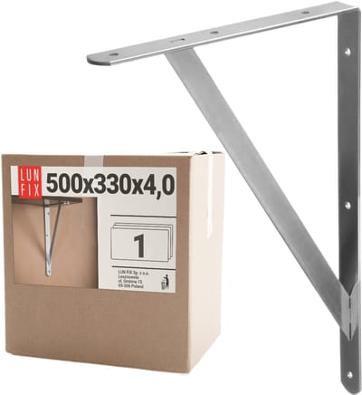 LUN FIX - Wandkonsole 500x330x4 mm - Zware belastingdrager - Metalen bevestiging - Staal Zilver
