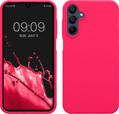 kwmobile telefoonhoesje geschikt voor Samsung Galaxy A15 5G - Hoesje met siliconen coating - Smartphone case in neon roze