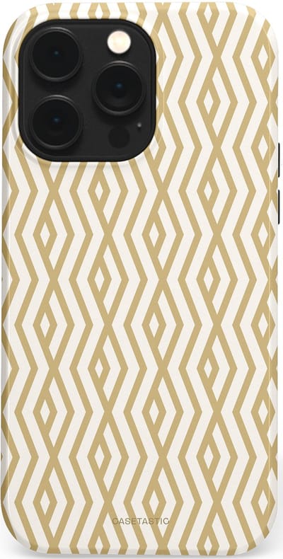 Casetastic Hoesje Geschikt voor Apple iPhone 14 Pro Max Magsafe - Stijlvolle Beschermende Duo-layer Case - Art Deco Goud