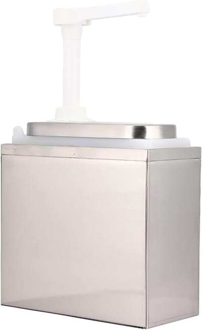 Seasoning Dispenser, Sauce Dispenser with Stainless Steel Housing and PP Plastic Pump Ketchup Mayonnaise Oil Dispenser for Restaurant Kitchen Coffee Shop (1L with bottom)