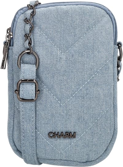 Charm London Hollywood Telefoontasje - Schoudertas - Crossbodytas - Spijkerstof - Telefoon - Middenblauw