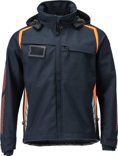 Mascot Accelerate Safe Softshell jas met capuchon 23002-246 - donkermarine/hi-vis oranje - 2XL