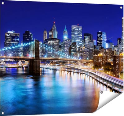Gards Tuinposter Skyline New York in het Centrum - 100x80 cm - Tuindoek - Tuindecoratie - Wanddecoratie buiten - Tuinschilderij