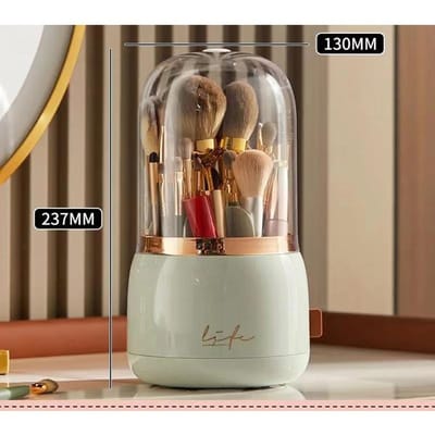 360 ° roterende houder voor make-upborstels, draagbare desktop, cosmetische organizer voor borstels, cosmetische opbergdoos, doorzichtige sieradencontainer lichtgroene kleur