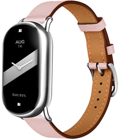 Strap-it Echt leren bandje met gespsluiting - geschikt voor Xiaomi Smart Band 8 / Smart Band 9 / Smart Band 10 (roze)