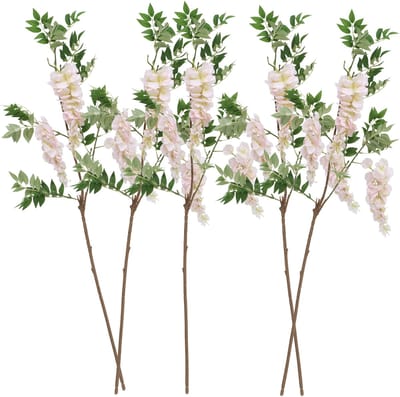 Chaks Blauweregen/wisteria - 5x - kunstbloemen - roze - 110 cm - kunstplanten/kunsttakken