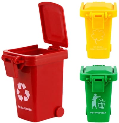 Miniatuur Vuilnisbak Speelgoed - Kleine Prullenbak Grappig - Bureau Decoratie - Met Deksel en Wielen