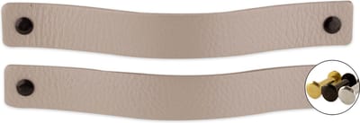 Leren handgrepen - Licht Grijs - 2 stuks - 20 x 2,5 cm - incl. 3 kleuren schroeven per grijze leren handgreep - Handgrepen leer - Leren meubelgreep - Leren handvaten kast - Leren lus - Handgreep kast leer - Leren greepjes - Handvat leer