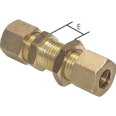 6mm Messing Rechte Knelfitting Schotdoorvoer 150bar DIN EN 1254-2 [2 Stuks]