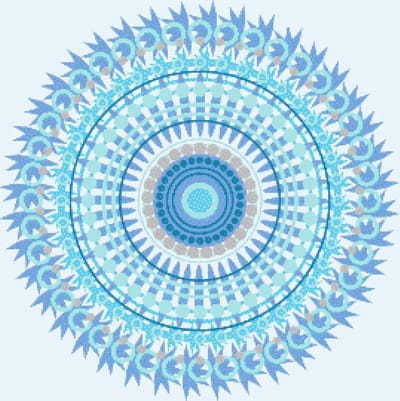 MyHobby Borduurpakket – Blauwe mandala 50×50 cm -- Aida borduurstof 5,5 kruisjes/cm (14 count) - Telpatroon - Borduurgaren - Borduurnaald - Handleiding - Voor Beginners & Gevorderden - Complete borduurset