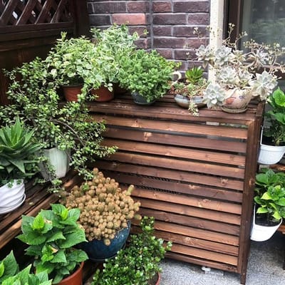 Houten Airco Cover - Buitenunit Bescherming - Tuin Decoratie - Massief Hout - Diverse Maten - Houtkleur