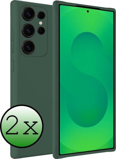 Hoesje 2 Stuks - Geschikt voor Samsung Galaxy S25 Ultra - Sterk & Shockproof - Case Siliconen - Back Cover - Telefoon Hoes - Donkergroen