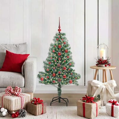 vidaXL - Kunstkerstboom - Sneeuw - Gevlokt - met - LED - Licht - Groen - en - Wit - 120 - cm