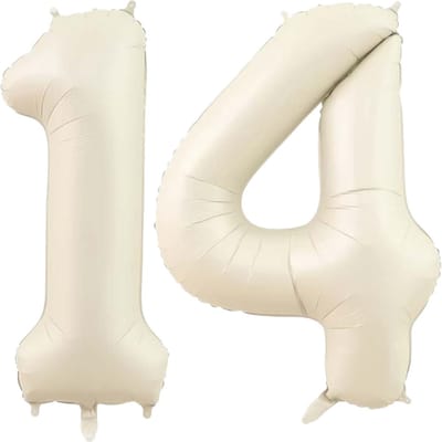 Cijfer Ballonnen Ballon Cijfer 14 Verjaardag Versiering Feest Helium Ballonnen Cijferballon Folieballon Wit Xl Formaat