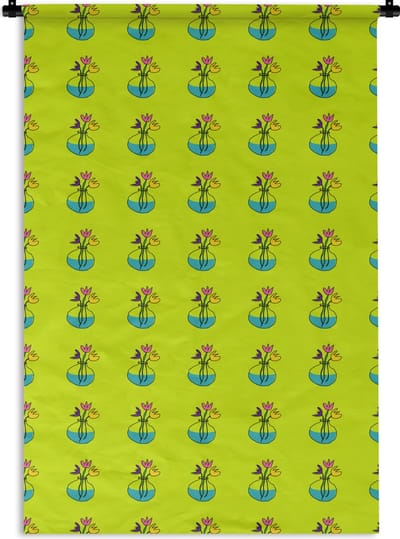 Wandkleed - Wanddoek - Bloemen - Vazen - Patronen - 120x180 cm - Wandtapijt