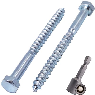 50x Houtschroeven Verzinkt Zeskant M5x60mm - DIN 571 Busschroeven voor Houtbouw
