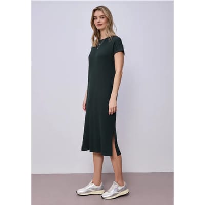 Midi-jurk van geribbelde jersey