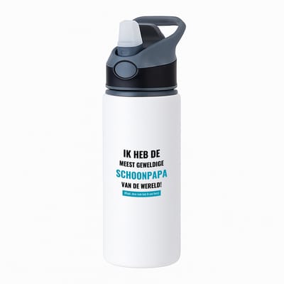 Hacebo® - ik heb de meest geweldige schoonpapa van wereld (klopt, deze mok heb ik van hem) waterfles met rietje zwart - de meest geweldigste schoonvader - vader cadeautjes - vaderdag - verjaardagscadeau - verjaardag - water fles - 650ML