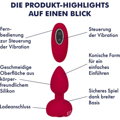 Rozen-anaalplug met LED-licht, 9,5 cm