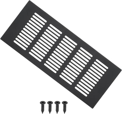 Zwart Ventilatie Rooster 20x10 cm voor Kastdeur - Aluminium Afdekking met Schroeven