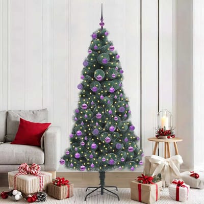 vidaXL - Kunstmatige - voorverlichte - kerstboom - met - ballenset - Groen - 210 - cm