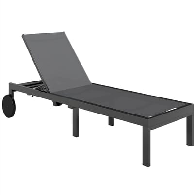 Ligbed - Tuin - Zonnebed - Ligstoel - Loungebed - Weerbestendig - Verstelbaar - Buiten - Opklapbaar - Grijs + Donkergrijs