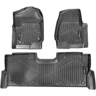 VEVOR Auto Vloermatten (3-delig) voor Ford F250 F350 F450 F550 2017-2024 2025 Super Duty Crew Cab Kuipstoel met Opbergruimte onder de Stoel, Weerbestendige Vloermatten op Maat Gemaakt van TPE Vloermatten