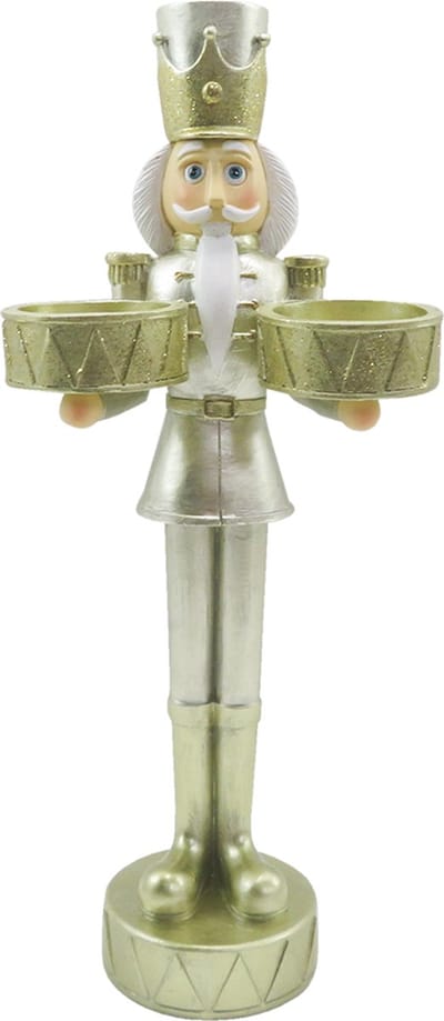 Clayre & Eef Theelichthouder Notenkraker 28 cm Goudkleurig Kunststof