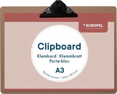 Europel Klembord - Clipboard - Hout - A3 liggend - 42 x 29,7 cm - 1 stuk