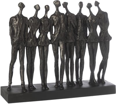 J-Line decoratie Figuur Op Voet 8 Mensen - polyresin - zwart - small