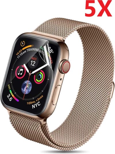 BukkitBow - Screenprotector voor Apple Watch Series 4/5/6/SE 40mm - Screen Cover Protector – Ultradunne Screenprotector - Beschermglas voor iWatch – Soft Film Scherm Bescherming - Apple Watch Screen Protector – Set van 5 Stuks