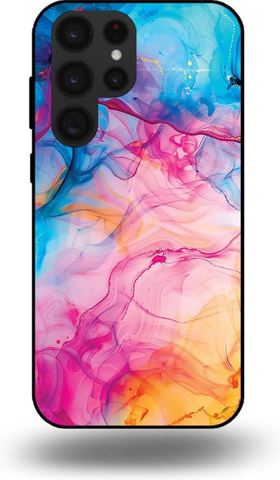 Smartphonica Telefoonhoesje Geschikt voor Samsung Galaxy S22 Ultra met Regenboog Acryl Marmer Opdruk - TPU Backcover Case Rainbow Acrylic Marble Design geschikt voor Samsung Galaxy S22 Ultra