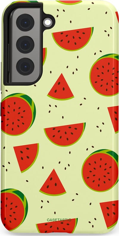 Casetastic Hoesje Geschikt voor Samsung S22 - Stijlvolle Beschermende Duo-layer Case - Meloen Moment