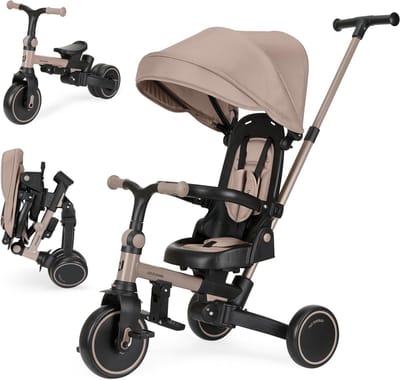 Driewieler - Kinderfiets - Buiten spelen - 8-in-1 multifunctioneel - 71 x 49 x 99 cm - Beige