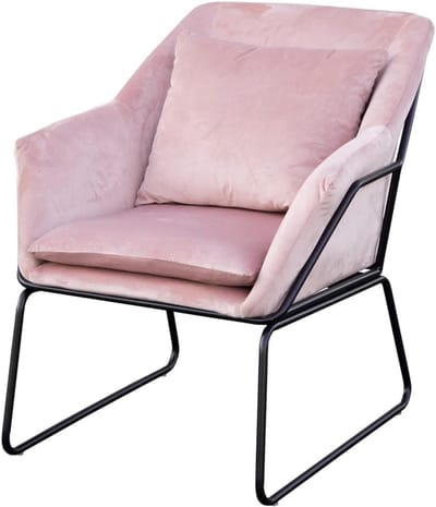 Gestoffeerde Loungestoel - Comfortabele Fauteuil - Ontspannen Zitten - Met Armleuning - 77x60x81 cm - Roze
