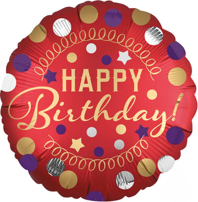 AMSCAN - Satijnrode aluminium happy birthday ballon