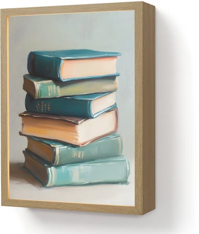 Wandlamp 30x40 cm - Oplaadbaar - Stapel - Boeken - Groen - Daglicht - Wandlampen binnen woonkamer - Slaapkamer lamp - Decoratieve nachtlamp - Vloerlamp draadloos
