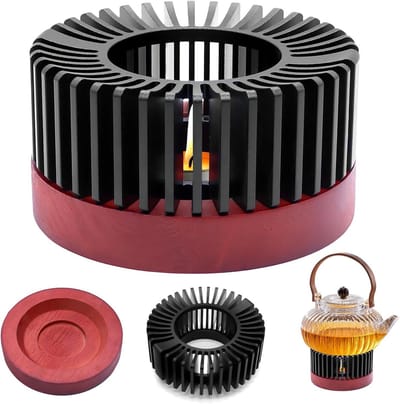 Hittebestendige Theepot Houder van Aluminium met Houten Basis voor Warmhouden van Thee en Koffie - 11 cm Steun voor Theepot en Koffiekannetjes