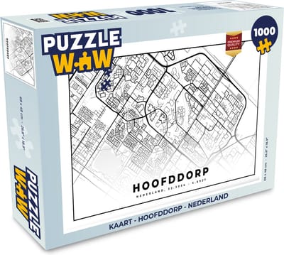 Puzzel Kaart - Hoofddorp - Nederland - Legpuzzel - Puzzel 1000 stukjes volwassenen