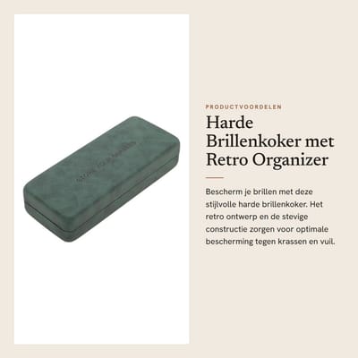 Dailygoods- Brillenkoker Harde Schaal - Brillenkoker Dames - Brillenkoker Retro - Brillenkoker Bescherming - Brillenkoker Lichtgewicht - 16 x 6,5 x 3,5 cm - Brillenetui
