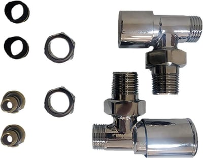 Ventielset met stop - Kraanonderdeel - Verwarming reparatie - Universele adapters - 1/2 inch - Chroom
