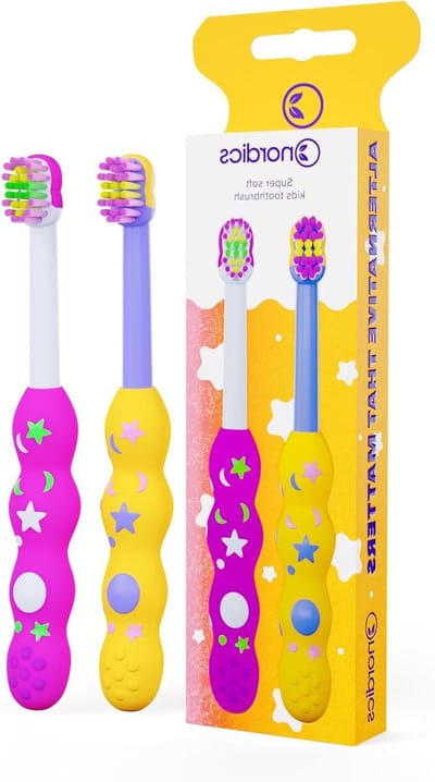 Kinder Tandenborstel - Zachte Borstel - Mondhygiëne - 4080 Ultrazachte Borstelharen - 2 Stuks - Levendige Kleuren
