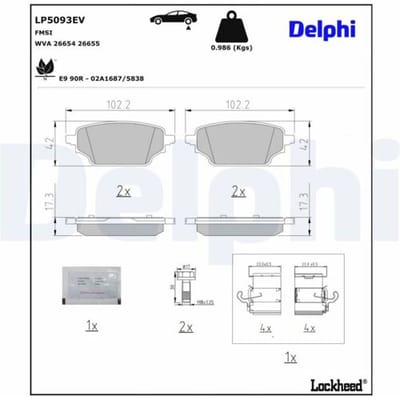 Remblokkenset, schijfrem DELPHI LP5093EV