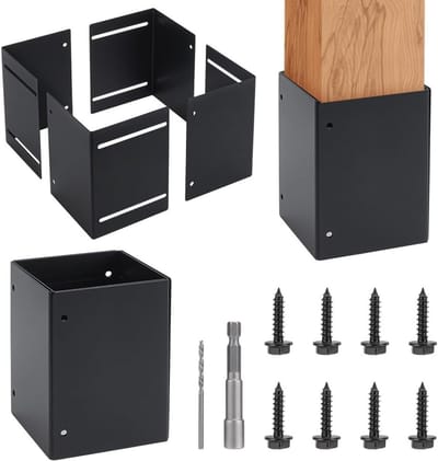 Verstelbare Post Beschermers Set, 8.5-15.2 cm IJzeren Voeten met Schroeven voor Terrassen, Houten Hekken en Posten