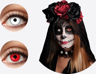 Duo Kleurlenzen Red vs White- Unieke Fantasie lenzen - 2 kleuren - Zombie witte lenzen - Devil rode lenzen - Halloween lenzen - Halloween Partylenzen