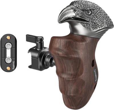 Ergonomische Houten Handgreep met NATO Klem en Rail, 360° Hoekverstelling, Draagvermogen tot 15kg voor Camera Stabilisatie