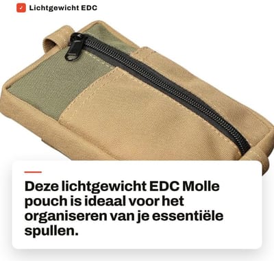 Dailygoods- Molle Pouch Slijtvaste Oxford-stof - EDC Opbergtas - Grote Capaciteit - 5 Vakken - Verborgen Ritssluiting - Haken voor MOLLE-systeem
