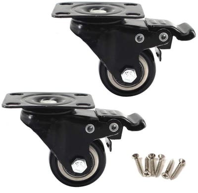 Lockbare 1.5 Inch Zwenkwielen voor Meubels met 360 Graden Bovenplaat - 50kg Draagvermogen per Wiel (Set van 2) - Perfect voor Vloeren en Meubelverplaatsing