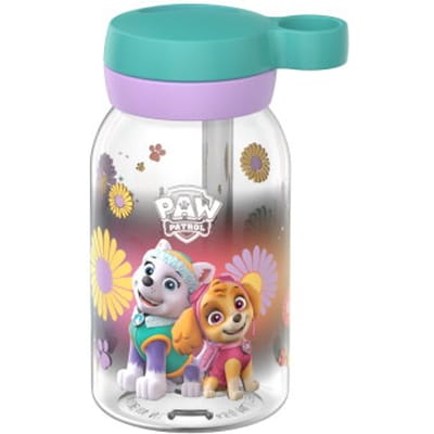 Mepal Drinkfles met rietje Campus - 450 ml - Waterfles kinderen - Lekdicht - Hygiënische draaideksel - Paw Patrol Girls