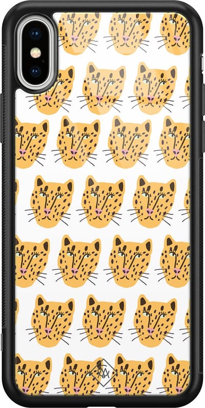 Casimoda® hoesje - Geschikt voor iPhone Xs Max - Got My Leopard - Luxe Hard Case Zwart - Backcover telefoonhoesje - Grijs